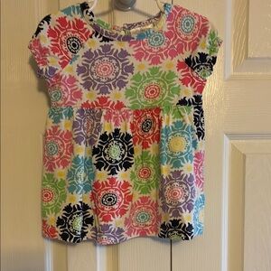 Hanna Andersson Multicolored Floral Short Sleeve Tee Dress